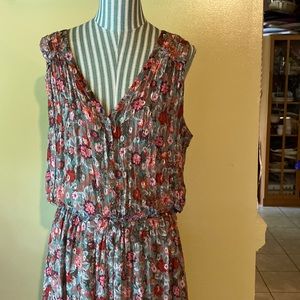 Ramy Brook Leah Floral Print Midi Dress in Jade Size M GUC